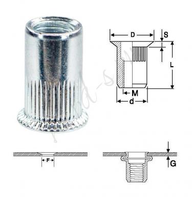 CCS-M4-ST Гаечная заклепка M4 потайной бурт схема